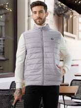 Status Quo Mens Solid Lightweight Stand Collar Sleeveless Quilted Puffer Jacket | 100% Nylon | LT.GREY | M Size