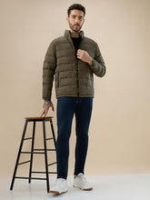 Status Quo Mens Solid Quilted Puffer with Stand Collar Reversible Jacket | 100% Polyester | BLACK/OLIVE | M Size