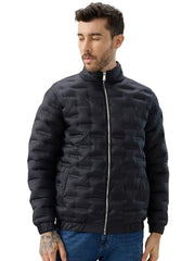 Status Quo Men's Solid Quilted Mock Collar Full Sleeves Puffer Jacket | 100% Nylon | Black | M Size