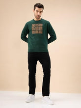 Status Quo Men's Chest Rubber Typography Print Full Sleeve Round Neck Fleece Sweatshirt | 60% Cotton 40% Polyester | Bottle Green | M Size