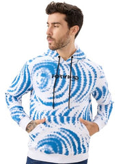 Status Quo Men's Tie-Dye Print Hooded Fleece Sweatshirt with Kangaroo Pocket | 60% Cotton 40% Polyester | White | M Size