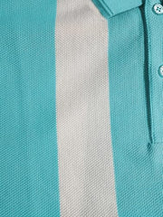 Status Quo Aqua & Ecru Striped Polo