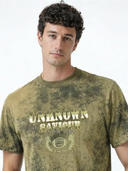 Status Quo Unknown Saviour Vintage Wash Graphic T-Shirt Olive