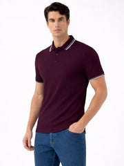 Status Quo Wine Textured Polo T-Shirt