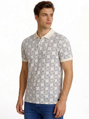 Status Quo Geometric Print Polo T-Shirt White