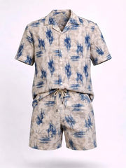 Status Quo Abstract Print Shirt and Shorts Co-ord Set