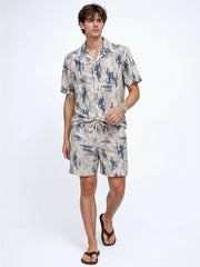 Status Quo Abstract Print Shirt and Shorts Co-ord Set