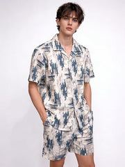 Status Quo Abstract Print Shirt and Shorts Co-ord Set