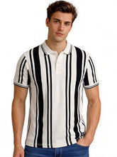 Status Quo Vertical Stripe Polo T-Shirt White