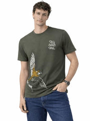 Status Quo Skyward Crane Graphic T-Shirt Olive