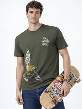 Status Quo Skyward Crane Graphic T-Shirt Olive