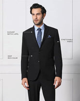 blackberrys Men's Slim Fit Solid Black Formal Suits