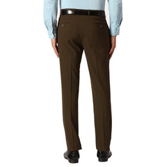 Park Avenue men's slim fit green formal trouser, tailored with a smooth waistband and pleats, suitable for professional attire.