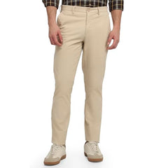 Colorplus Men Slim Fit Twill Pattern Cotton Blend Flat Front Casual Trouser Fawn