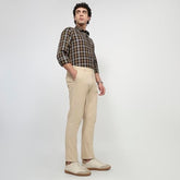 Colorplus Men Slim Fit Twill Pattern Cotton Blend Flat Front Casual Trouser Fawn