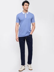 Colorplus Men Regular Fit Solid Pattern Rayon Nylon Blend Polo Neck Half Sleeve Straight Hem Casual T-Shirt Medium Grey