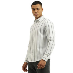United Colors of Benetton Men's Striped Regular Fit Shirts (25A5ST101DOBI901_White