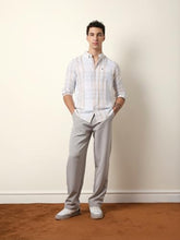 THE BEAR HOUSE Mens Checked Casual Full-Sleeve Shirt | Button-Down Collar | Modern Fit | Stylish Everyday Wear White