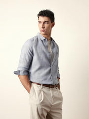THE BEAR HOUSE Men’s Casual Shirt Modern Fit Everyday Wear Blue