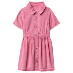 GAP Girls Half Sleeve Solid Dress, Pink, 3Y