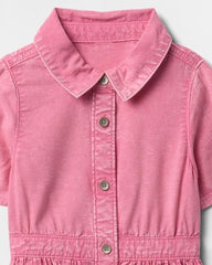 GAP Girls Half Sleeve Solid Dress, Pink, 2Y