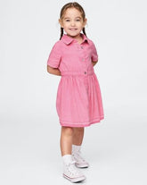 GAP Girls Half Sleeve Solid Dress, Pink, 2Y