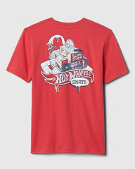 GAP Boys Hot Wheels Graphic Print Relaxed Fit Round-Neck T-Shirt, Red, M