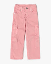 GAP Kids Girls Mid-Rise Straight Fit Cargo Pants, Pink,2Y