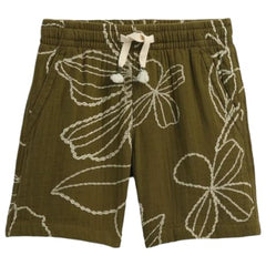 Boys' Floral Mid-Rise Shorts, Olive, 4Y - Goyalsons ShopMax