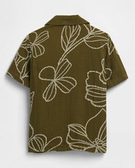 Boys' Floral Camp Collar Shirt, Olive, 3Y - Goyalsons ShopMax