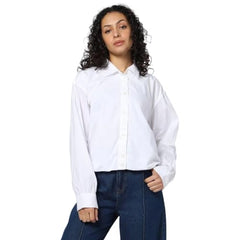 Women Loose Fit Shirt, White, M