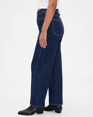 Women's High Rise Wide Leg Relaxed Fit Jeans, Dark Blue, 26