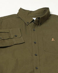 Men Button-Down Collar Shirt, Olive, S