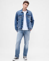 Mens Light-Wash Straight-Fit Jeans