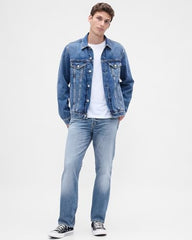 Mens Light-Wash Straight-Fit Jeans