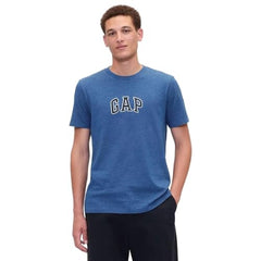 Men Embroidered Crew Neck T-Shirt, Indigo, M