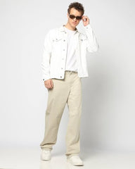 Men's Loose Fit Mid-Rise Chinos, Beige, 28