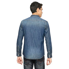 Pepe Jeans Men's Solid Regular Fit Shirt (PM308261CA0_Dark WASH Indigo Blue