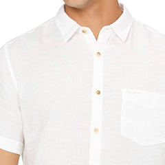 White Short Sleeve Pure Linen Shirt