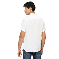 White Short Sleeve Pure Linen Shirt