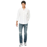 Men White Pure Linen Full Sleeve Shirt