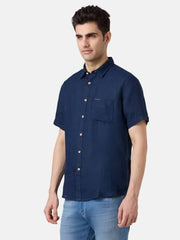 Pepe Jeans Blue Solid Men Half Sleeve Casual Shirts