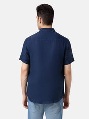 Pepe Jeans Blue Solid Men Half Sleeve Casual Shirts