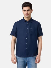 Pepe Jeans Blue Solid Men Half Sleeve Casual Shirts