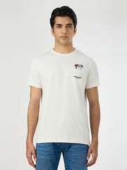 Pepe Jeans Men Off White Solid Short Sleeves Tshirts
