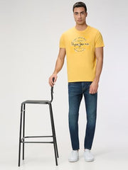 Pepe Jeans Men Yellow Printed Short Sleeves Tshirt