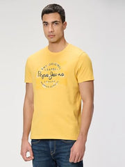 Pepe Jeans Men Yellow Printed Short Sleeves Tshirt