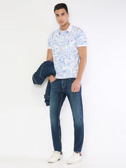 Pepe Jeans Men Blue Printed Short Sleeves Tshirt