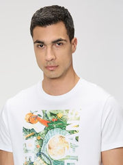 Pepe Jeans Men White Printed Short Sleeves Tshirt