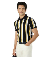 Pepe Jeans Men Black Striped Short Sleeves Tshirts